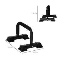 HOMCOM Barras Paralelas em Aço com Base Antiderrapante e Pegas Acolchoadas para Treino de Fitness 36x25x20 cm Preto(m-3)
