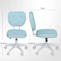 Vinsetto Vanity Office Chair, PU Leather Computer Chair for Home, with Adjustable Height, Armless, Swivel Wheels, Blue(m-3)