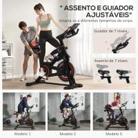HOMCOM Bicicleta Estática com Resistência Ajustável Volante de Inércia de 8 kg Ecrã LCD Guiador e Assento Ajustável 103x53x100-114 cm Preto e Vermelho(m-7)