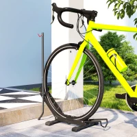 SPORTNOW Suporte de Chão para Bicicletas Vertical e Horizontal com Altura Ajustável para Rodas de 20"-29" e 700c 75x41x71-81 cm Preto(m-8)