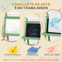 AIYAPLAY Pizarra Infantil Caballete 3 en 1 Caballete de Pintura para Niños de Doble Cara con Rollo de Papel y Cestas Verde(m-4)