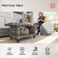 Outsunny Six-Piece Modular Rattan Sofa Set - Light Grey(m-8)