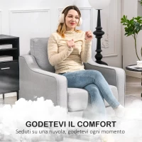 HOMCOM Poltrona Moderna in Tessuto con Imbottitura Spessa e Molle Insacchettate, 77x77x86 cm, Grigio(m-4)