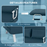 HOMCOM Two-Seater Click-Clack Sofa Bed - Navy Blue(m-5)