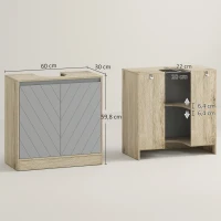 HOMCOM Waschbeckenunterschrank, Badezimmerschrank mit 2 Türen, Waschtischunterschrank, Braun + Grau(m-3)