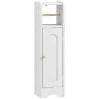 HOMCOM Armário de Casa de Banho Estreito Móvel Auxiliar de Casa de Banho 21x20x79 cm com Prateleira Ajustável Suporte para Papel Higiénico Branco
