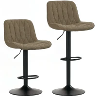 HOMCOM Set of Two Linen-Look Bar Stools - Brown(m-1)