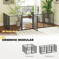 PawHut Parque para Cães com 8 Painéis 60x76 cm Parque para Cães Pequenos e Médios de Aço para Interior e Exterior Preto(m-5)