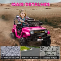 AIYAPLAY Carro Elétrico para Crianças Carro Elétrico Infantil UTV 12V com Velocidade Ajustável USB e Faróis  95x62,5x65 cm Rosa(m-6)