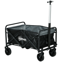 Outsunny Carro de Jardín Plegable con 4 Ruedas Longitud y Ángulo del Mango Ajustables Capacidad 70 L 77x50x63-93 cm Negro