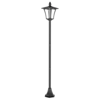 Outsunny Candeeiro Solar para Jardim com Painel Solar Acendimento Automático e Estrutura de Aço Inoxidável 18x18x160 cm Preto(m-11)
