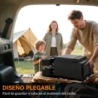 Outsunny Carrito de Jardín Plegable con Ruedas Grandes Todo Terreno y Mango Ajustable Carga 100 kg para Campaña Compra Negro(m-5)