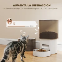 PawHut Dispensador de Comida para Gatos y Perros de 3L con Control de App 1-10 Comidas al Día Filtros Luz LED con Cable o Pilas(m-7)