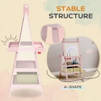 AIYAPLAY 3 in 1 Kids Easel Double-Sided Magnetic Whiteboard and Chalkboard with Paper Roll, Storage Baskets - Pink(m-7)