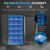 HOMCOM Frigider Vin pentru 41 de Sticle cu Temperatură Reglabilă Negru(m-5)