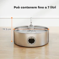 PawHut Fontanella per Gatto 7L con Luce LED e Tripla Filtrazione, in Acciaio Inox 304, 30.5x31.2x19.3 cm, Argento(m-3)