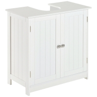 HOMCOM Mueble bajo Lavabo, Mueble de Baño con 2 Puertas y Estante Ajustable, Armario de Baño para Lavabo con o sin Pedestal, Estilo Moderno, 60x30x60 cm Blanco