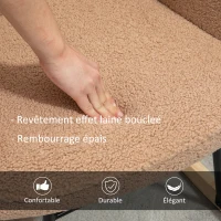 HOMCOM Fauteuil à bascule rocking chair revêtement effet laine bouclée, structure en acier 71 x 98 x 101 cm marron(m-5)