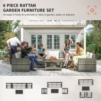 Outsunny Six-Piece Modular Rattan Sofa Set - Light Grey(m-4)