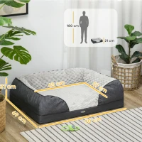 PawHut Lettino per Cani Taglia Media Imbottito con Cuscino Rimovibile Lavabile, 90x69x21cm, Grigio Carbone(m-3)