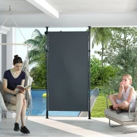 Outsunny Store manuel rétractable sur pied longueur réglable manivelle installation sans perçage métal alu. polyester gris foncé(m-2)