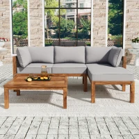 Set de scaune lounge de grădină din 3 piese, picioare ajustabile, 2 canapele de două locuri și 1 masă, Gri(m-2)