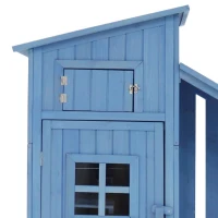 Abri de jardin avec 2 étagères, cabanon avec grand espace de rangement, 118x54x173 cm, Bleu(m-5)
