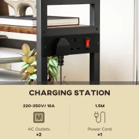 HOMCOM 4-Tier Printer Stand with Power Outlets and Wheels - Rustic Brown(m-4)