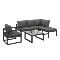 Ensemble de meubles de jardin, avec 2 canapés, 1 canapé individuel et 1 table, Gris(m-6)