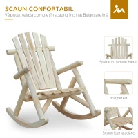 Outsunny Scaun Balansoar de Gradina Stil Adirondack din Lemn, 66x96x98 cm(m-5)