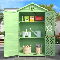 Gartenschrank - Gartenmöbel-Lagerhaus 90x56x175 cm, Wetterfester Geräteschuppen, Holzschuppen mit Regalen für Garten und Terrasse, Grün(m-2)