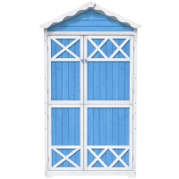 Cobertizo de Almacenamiento para Muebles de Jardín de Madera para Exteriores Diseño Resistente a la Intemperie con Refuerzos en Forma de X 93x45x179 Cm Azul