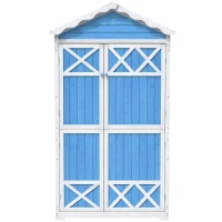 Abri de jardin en bois pour meubles d'extérieur, design résistant aux intempéries avec renforts en forme de X, 93x45x179 cm, Bleu(m-2)