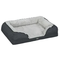 PawHut Pat pentru Câini cu Pernă Detașabilă Lavabilă și Bază Antiderapantă, 90x69x21 cm, Gri Cărbune(m-11)