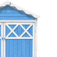 Abri de jardin en bois pour meubles d'extérieur, design résistant aux intempéries avec renforts en forme de X, 93x45x179 cm, Bleu(m-6)