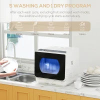 HOMCOM Multi-Program 6L Tabletop Dishwasher(m-5)