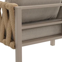 Juego de Muebles de Jardín con Sofá Esquinero y Tablero de Mesa de Vidrio Templado Incluye Cojines de Asiento y Respaldo Beige(m-8)
