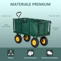 Outsunny Carucior Gradina 342 L – Structura Otel, Rabatabil, Verde(m-7)