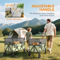 Outsunny Folding Garden Trolley, 180L Wagon Cart with Extendable Side Walls, for Beach, Camping, Festival, Green(m-6)
