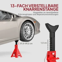 HOMCOM Steunbeen 6 Ton Draagvermogen 2 St. Steunbenen inclusief 2 veiligheidspennen Hoogteverstelbaar Rood(m-4)