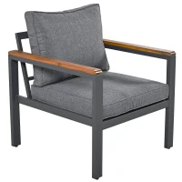 Ensemble de mobilier de jardin 4 pièces avec cadre en acier galvanisé, canapé 2 places, 2 fauteuils individuels, 1 table, Gris(m-9)