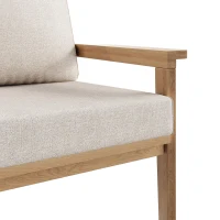 Ensemble de canapé d'extérieur en bois, ensemble de meubles de jardin pour 4-5 personnes avec 2 canapés individuels, 1 canapé double, 1 table, Couleur naturelle(m-7)