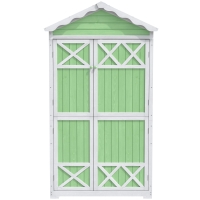 Abri de jardin en bois pour meubles d'extérieur, design résistant aux intempéries avec renforts en forme de X, 93x45x179 cm, Vert