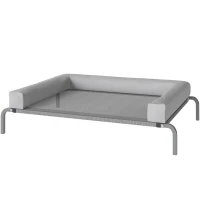 PawHut Cama Elevada para Perros Refrescante con Refuerzos Extraíbles Malla Transpirable y Marco de Acero 110x75x30 cm Gris(m-11)