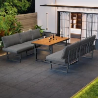 Ensemble de meubles de jardin 3 pièces, 2 canapés avec dossier réglable, coussins d'assise inclus, table réglable, Gris(m-6)