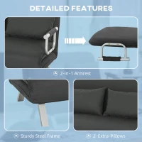 HOMCOM Two-Seater Click-Clack Sofa Bed - Charcoal Grey(m-5)