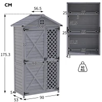 Capanno per archiviazione da giardino in legno, resistente alle intemperie, ampio spazio 101,5x56,5x175,3 cm, grigio(m-3)