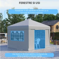 Cort Pliabil Gradina 3×3 m – Alb cu Ferestre & inaltime Reglabila(m-5)