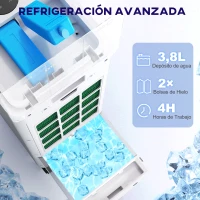 HOMCOM Climatizador 3 en1 Depósito 3,8L con Ventilador Humidificador y Enfriador 3 Velocidades Temporizador y Mando a Distancia(m-6)