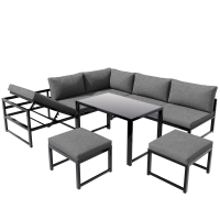 Set de mobilier de grădină din 5 piese, Negru+Gri